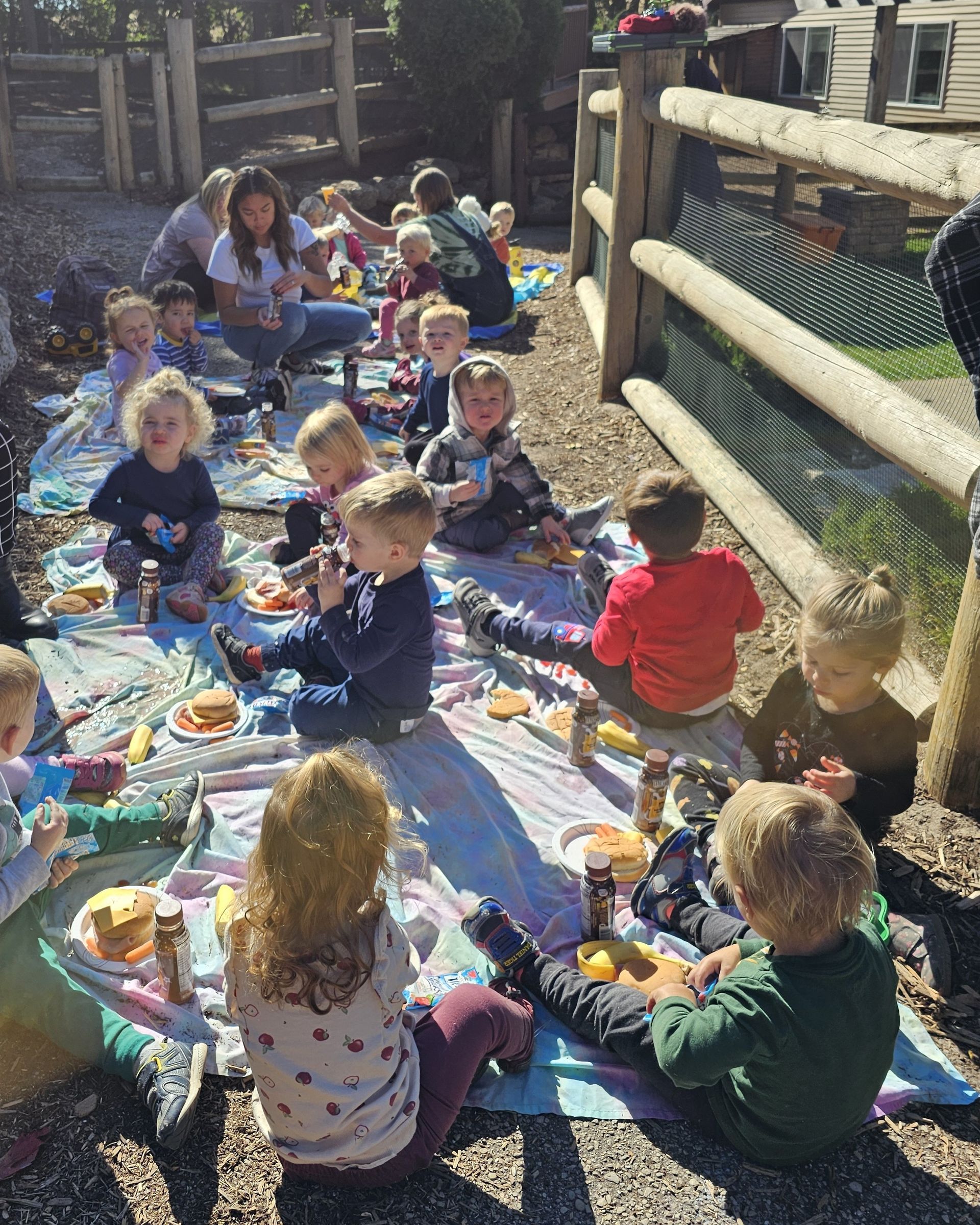 kids having a picnic outside