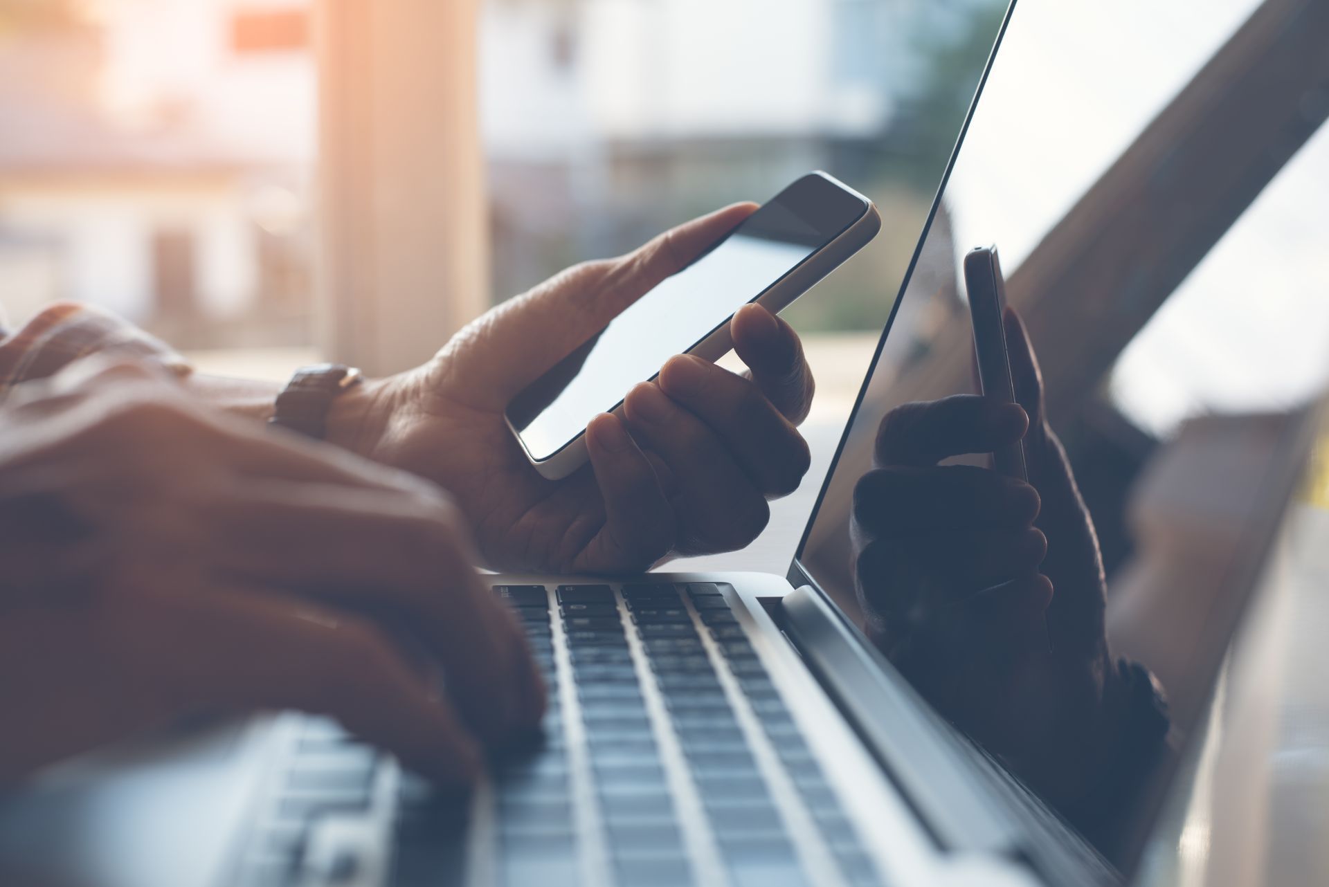 Purple lavender field at sunset.