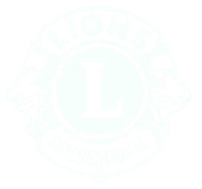 Lions Club logo with white text on a blue background. Features a circular design and the word