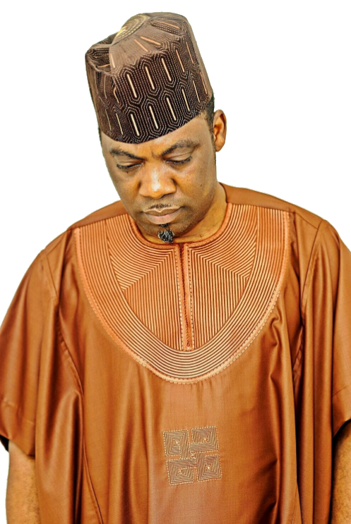 Tanned brown dashiki with coffee brown detailed embroided megida cap