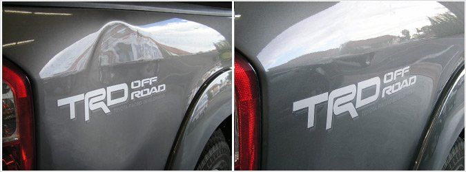 Before and After Fender Dent Repair