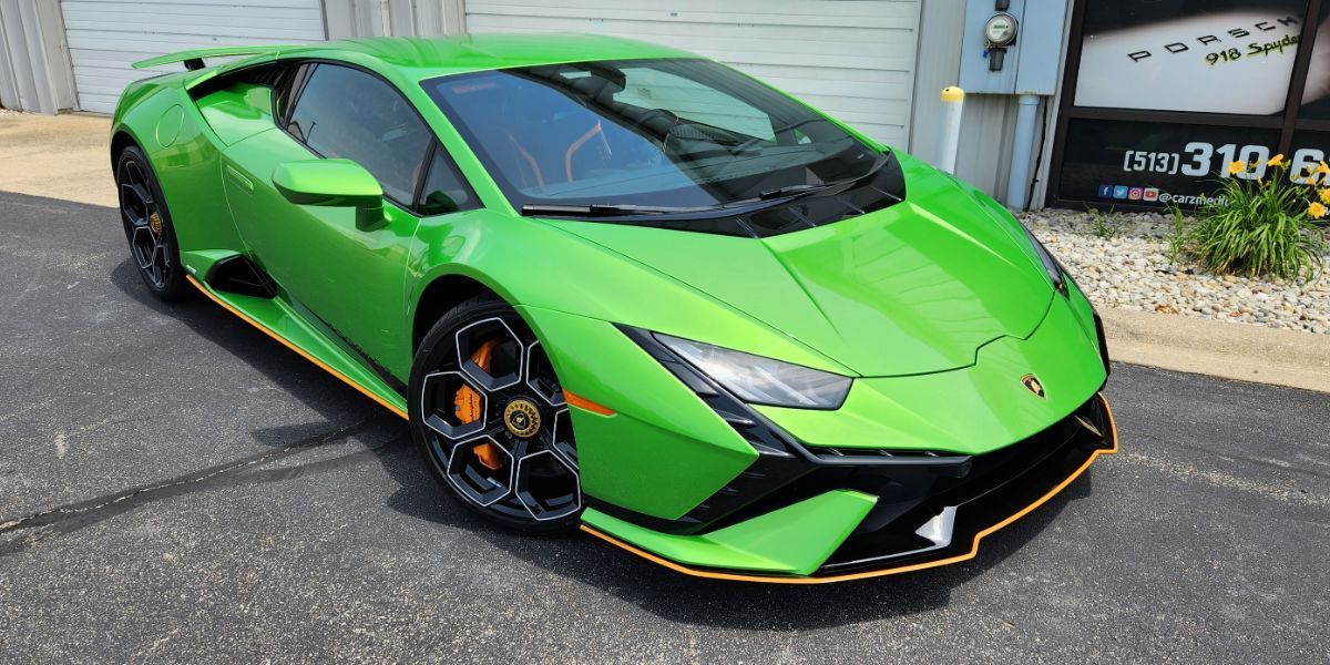 ceramic coated green Lamborghini
