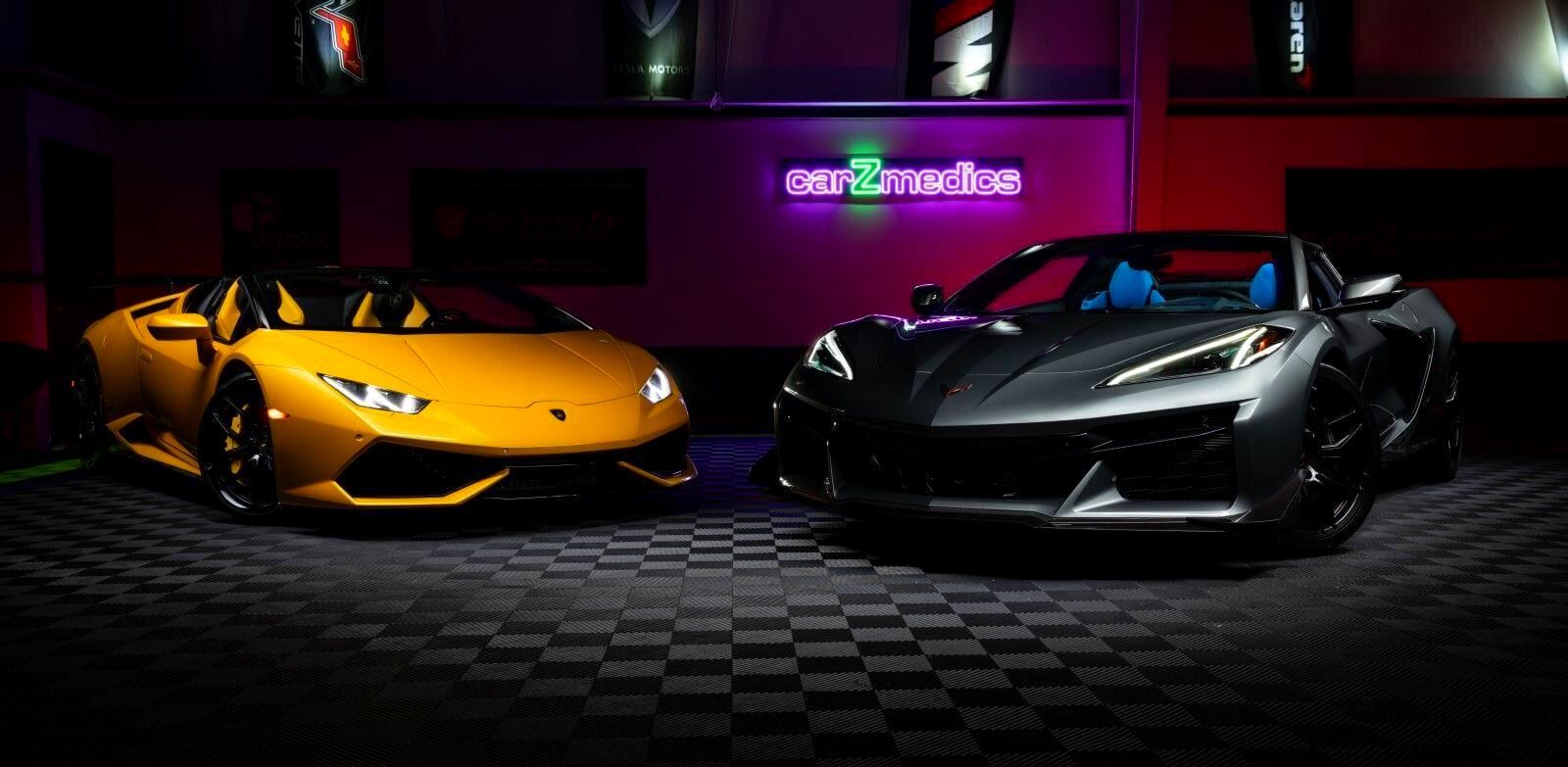 Car ceramic coating for Lambo and C8 Corvette.