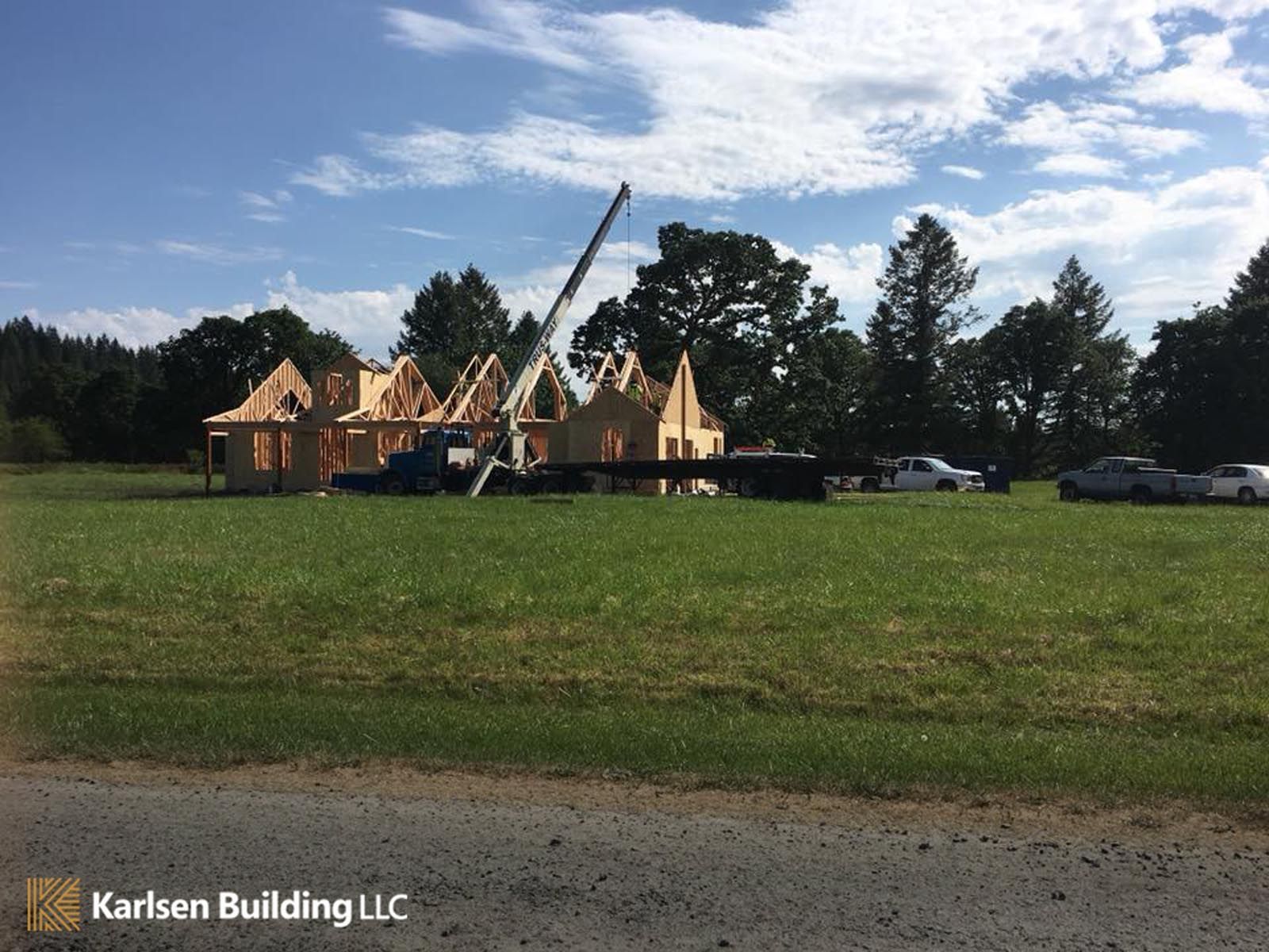 A large house is being built by karlsen building llc