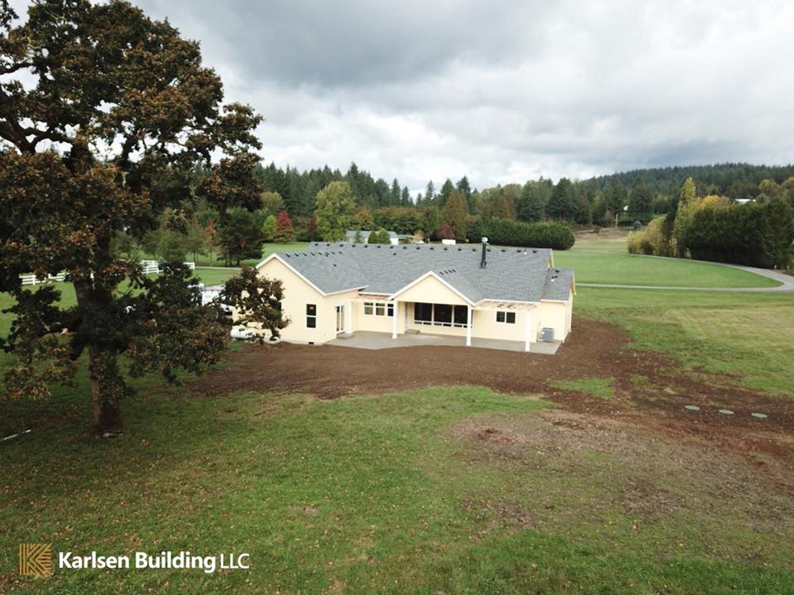 An aerial view of a house by karlsen building llc