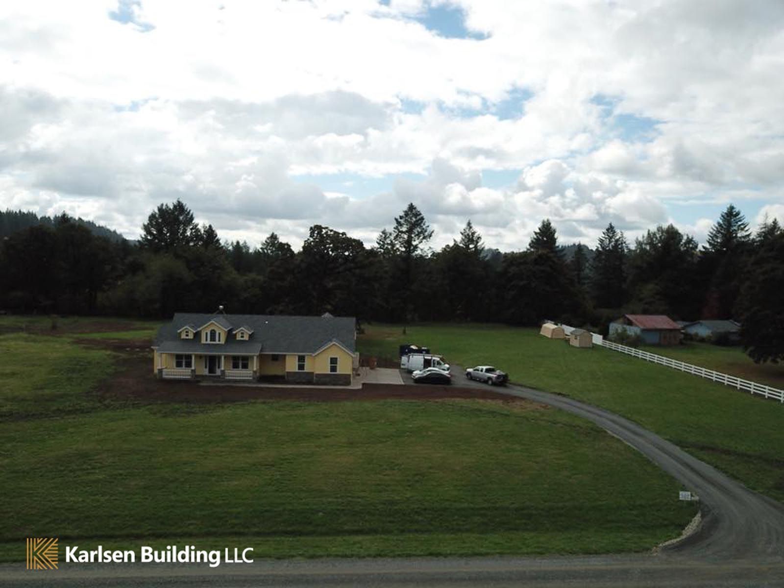 An aerial view of a house by karlsen building llc
