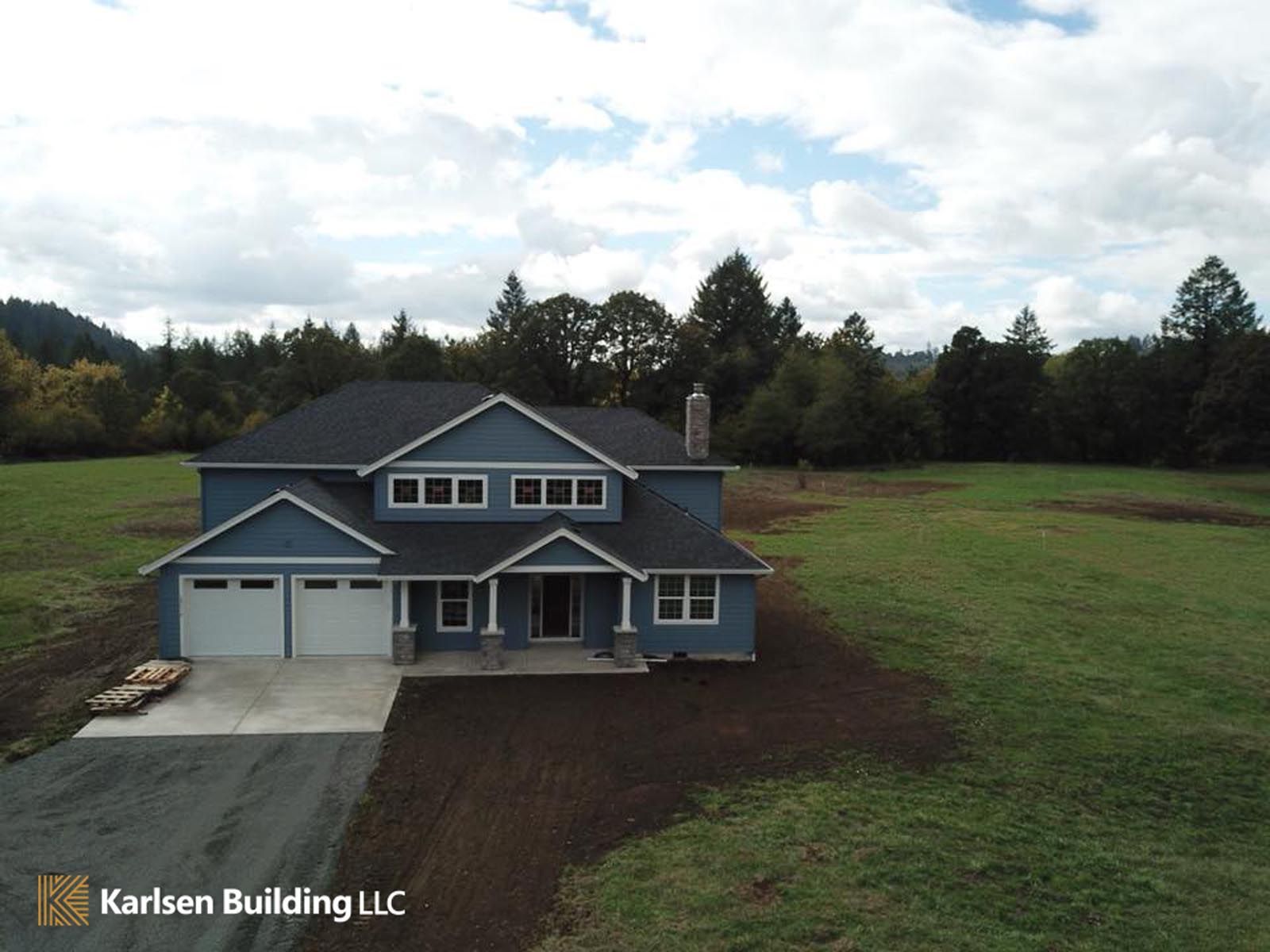 An aerial view of a house built by karlsen building llc