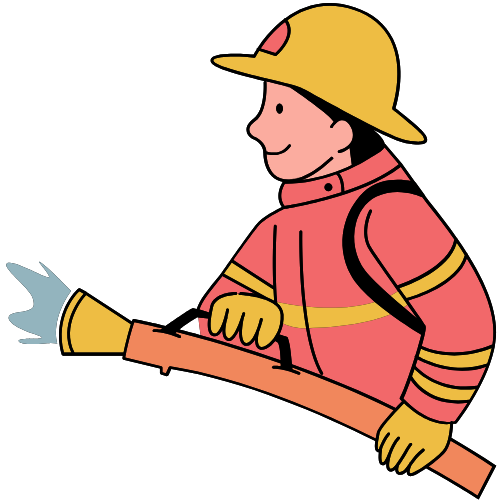 A red and white logo for the fire department