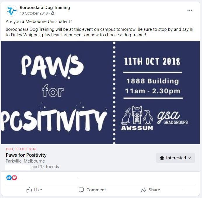 Paws for Positivity Melbourne Uni 2018