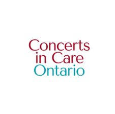 A logo for concerts in care ontario on a white background