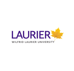 The logo for laurier wilfrid laurier university with a maple leaf