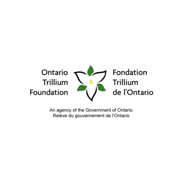 The logo for the ontario trillium foundation is a flower with leaves.