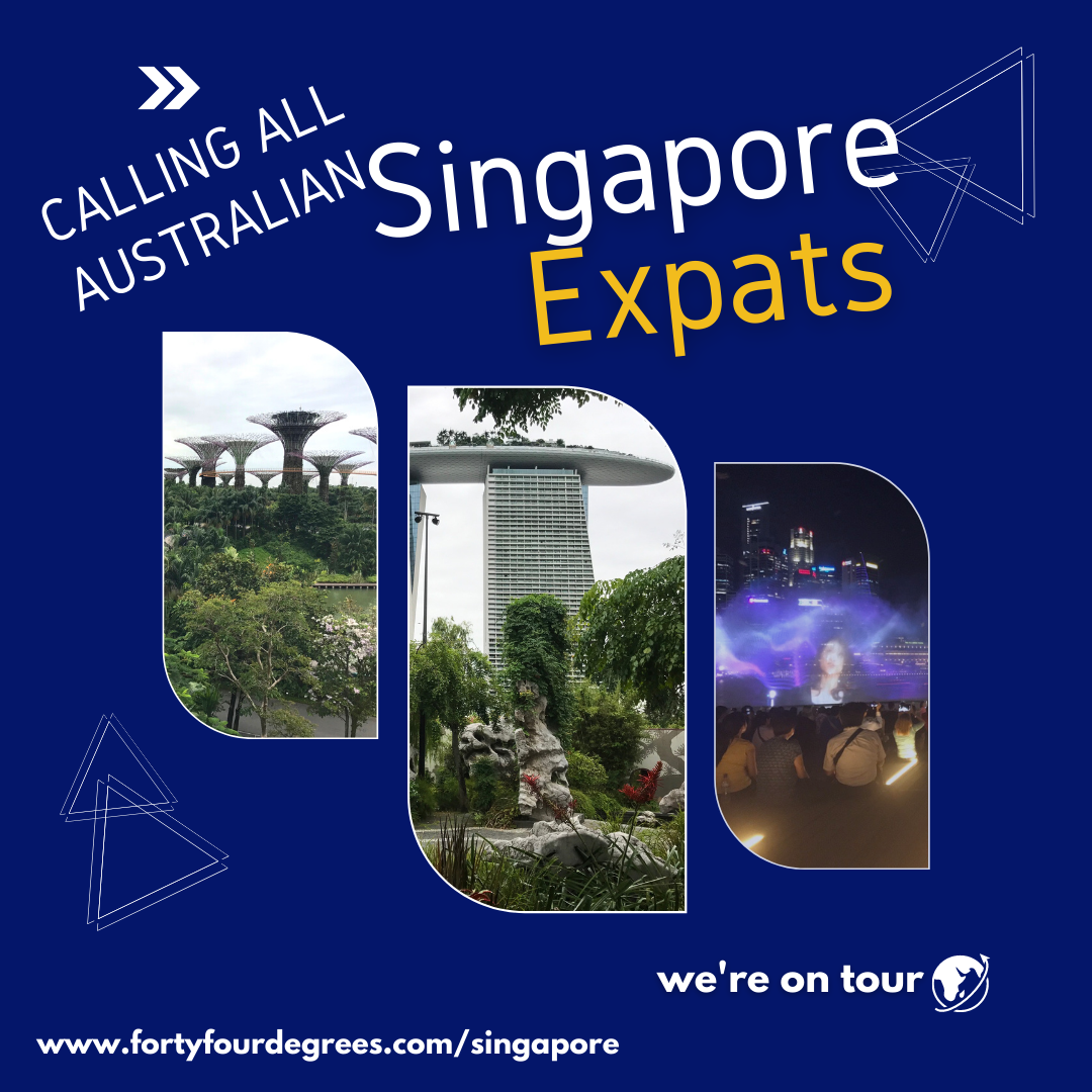 Pictures of Singapore with the Forty Four Degrees Wording re Tour