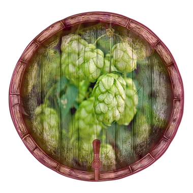 Hopplanten in een houten vat.