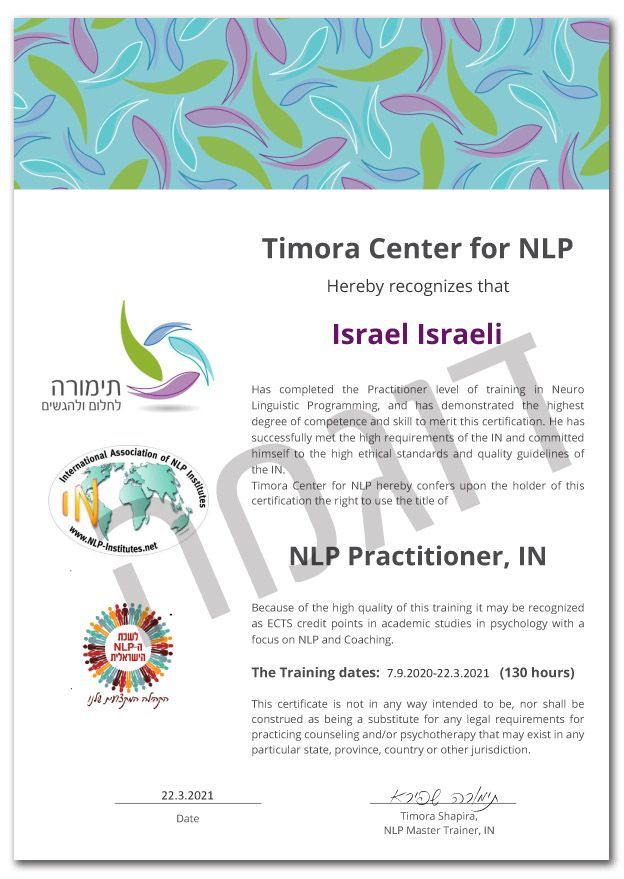 תעודת הסמכה - תימורה שפירא