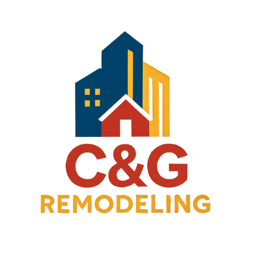 Logo: Buildings in blue and yellow above red "C&G REMODELING" text.