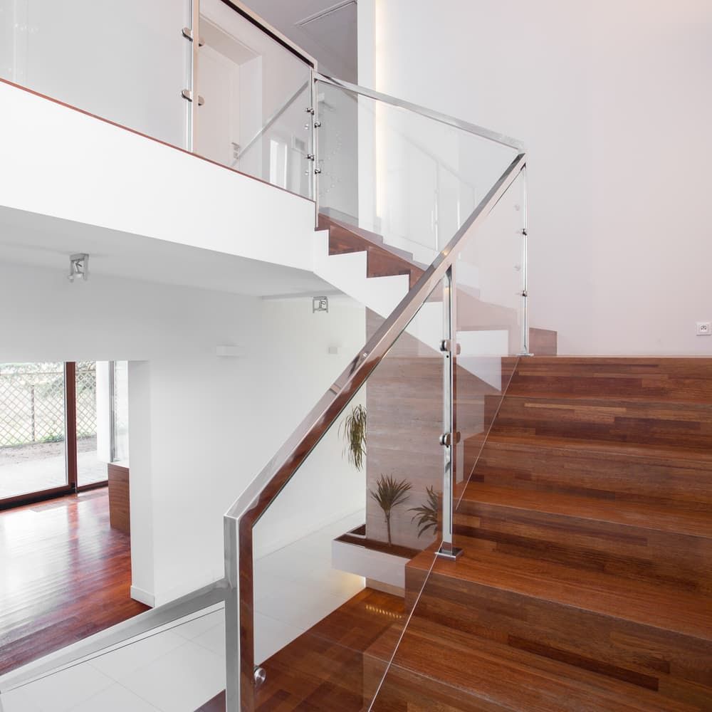Wooden Stair With Elegant Glass Balustrade - Glazier in Wodonga, NSW