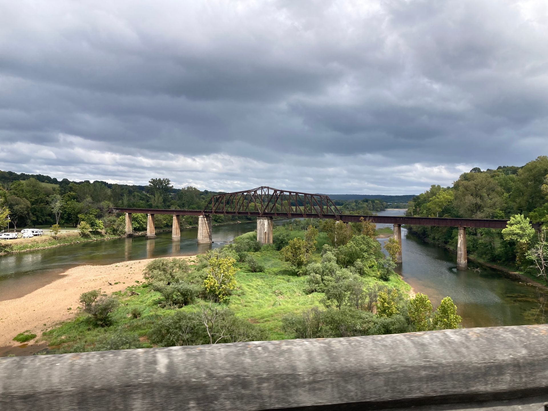 view from Cotter Bridge in Arkansas photo by Shirley Freeman