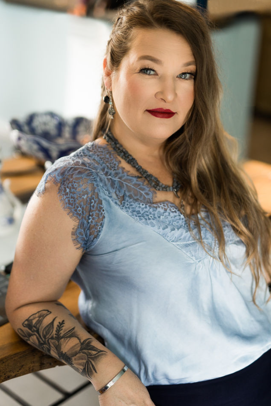 sensual nude young aroused woman on black background