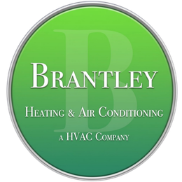 Brantley Heating & Air Conditioning logo in green and silver circle with white text