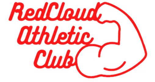 Red Cloud Athletic Club red logo with flexed arm illustration