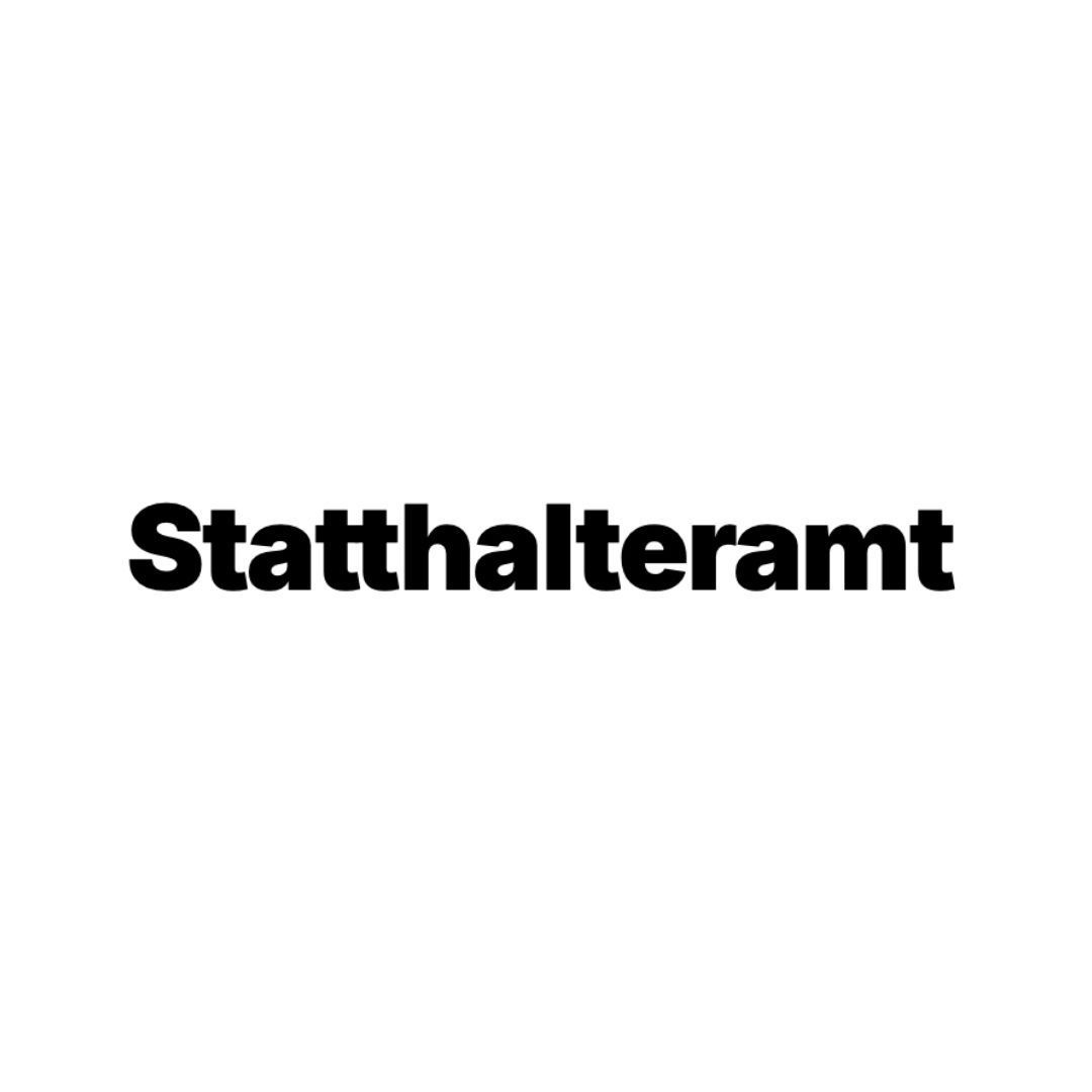 Ein schwarz-weißes Logo für ein Unternehmen namens Statthalteramt.