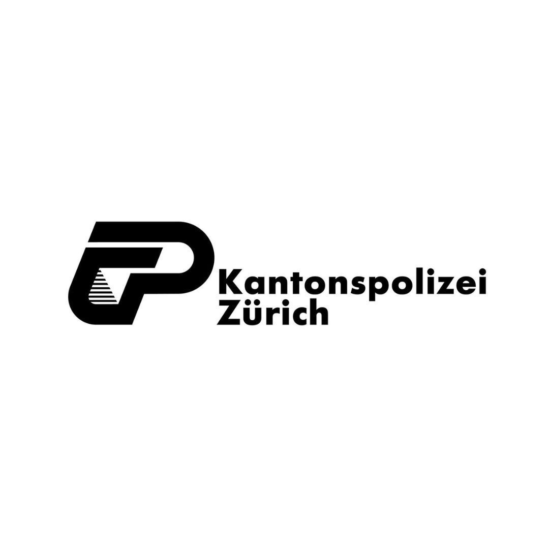 Ein schwarz-weisses Logo der Kantonspolizei Zürich auf weissem Hintergrund.