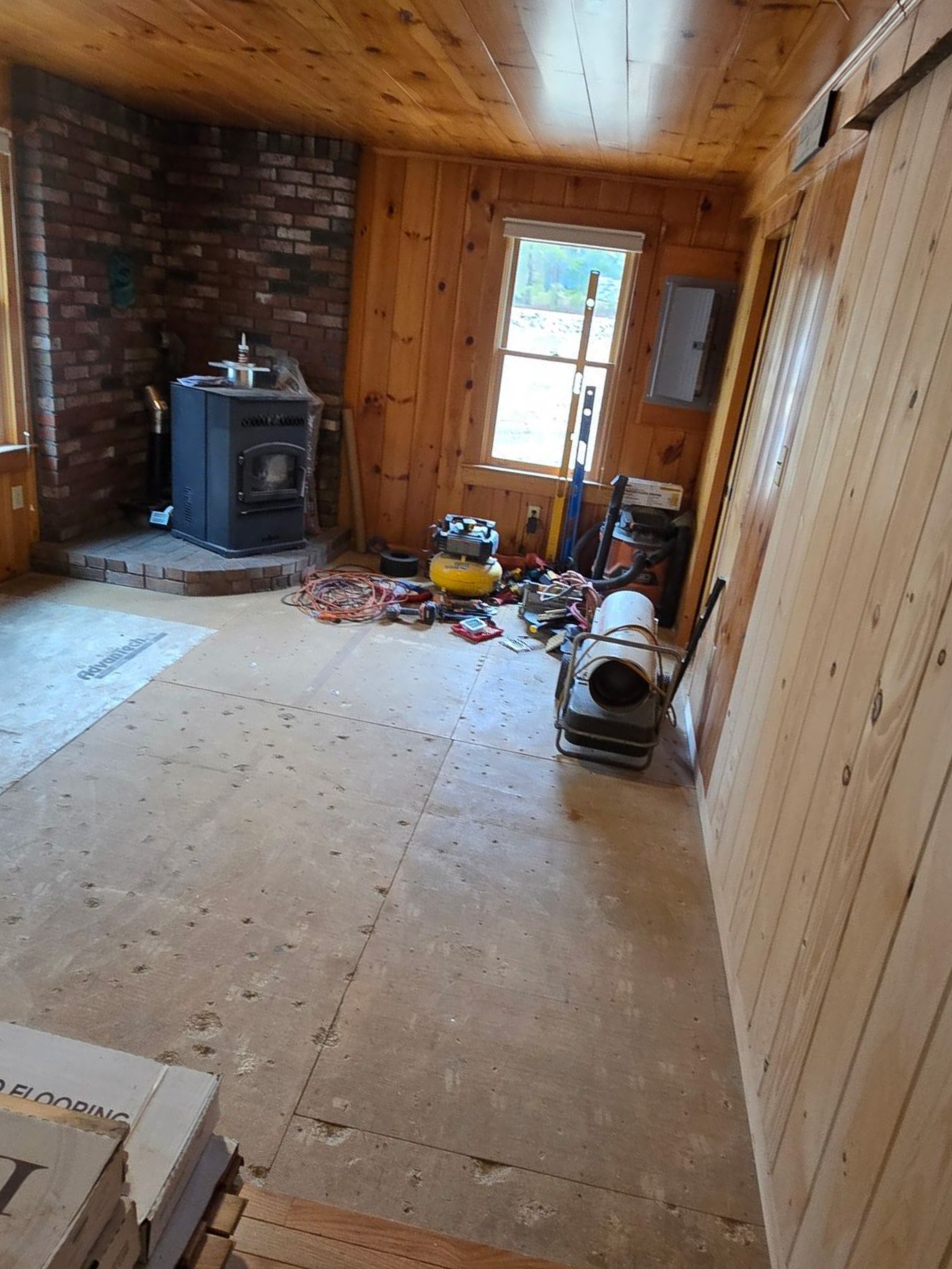 A cardboard sign reading 