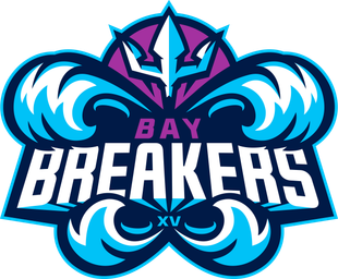 A blue and purple logo for the Bay Breakers
