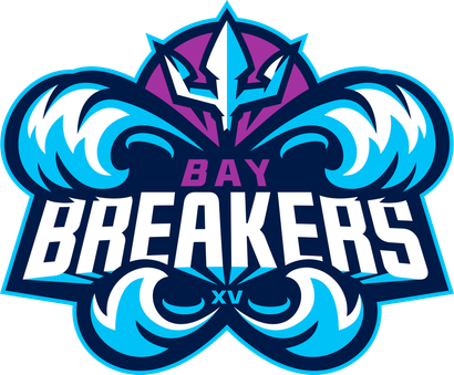 A blue and purple logo for the Bay Breakers