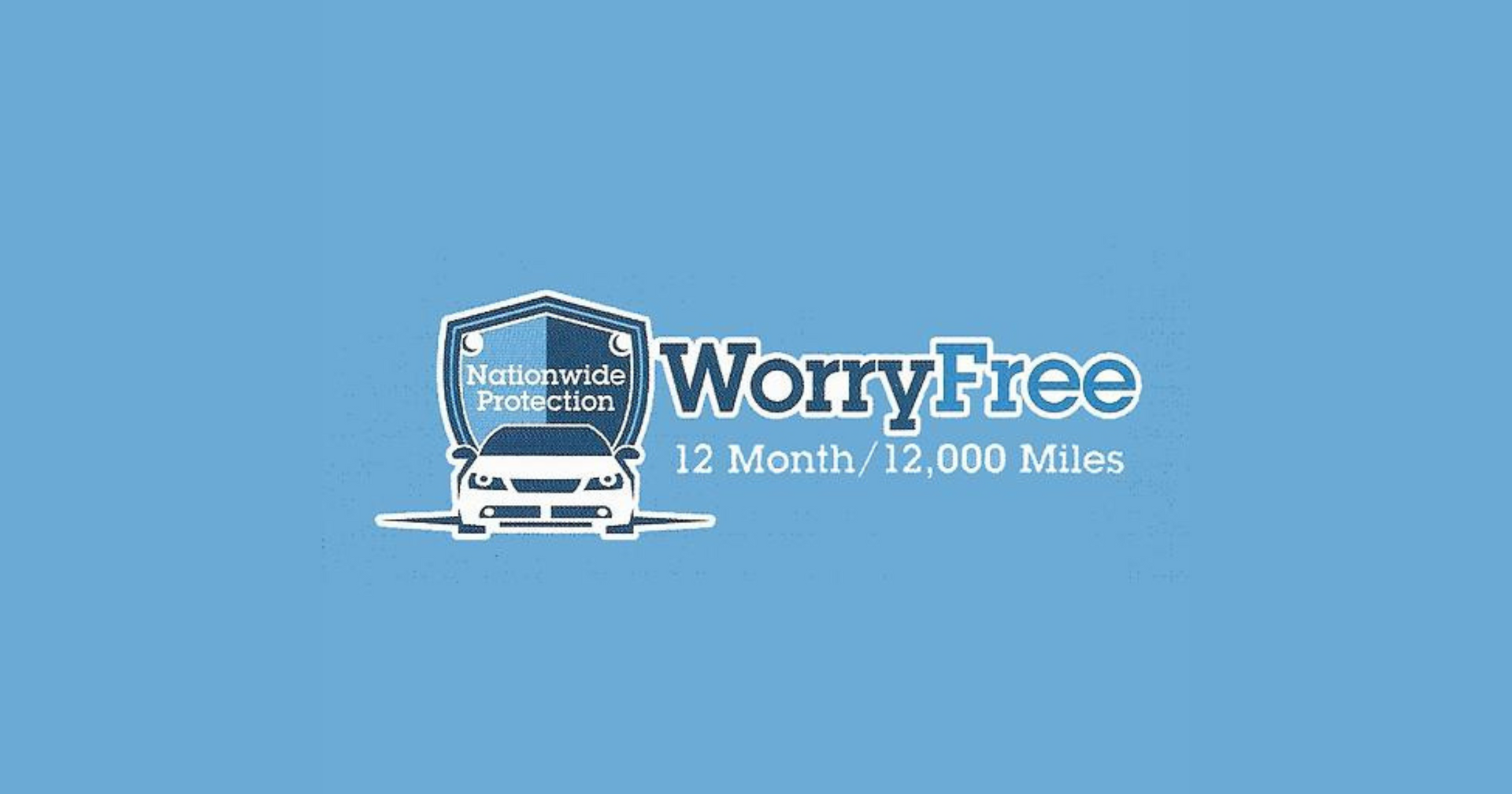 A blue background with a car and the words worry free | Ed's Automotive