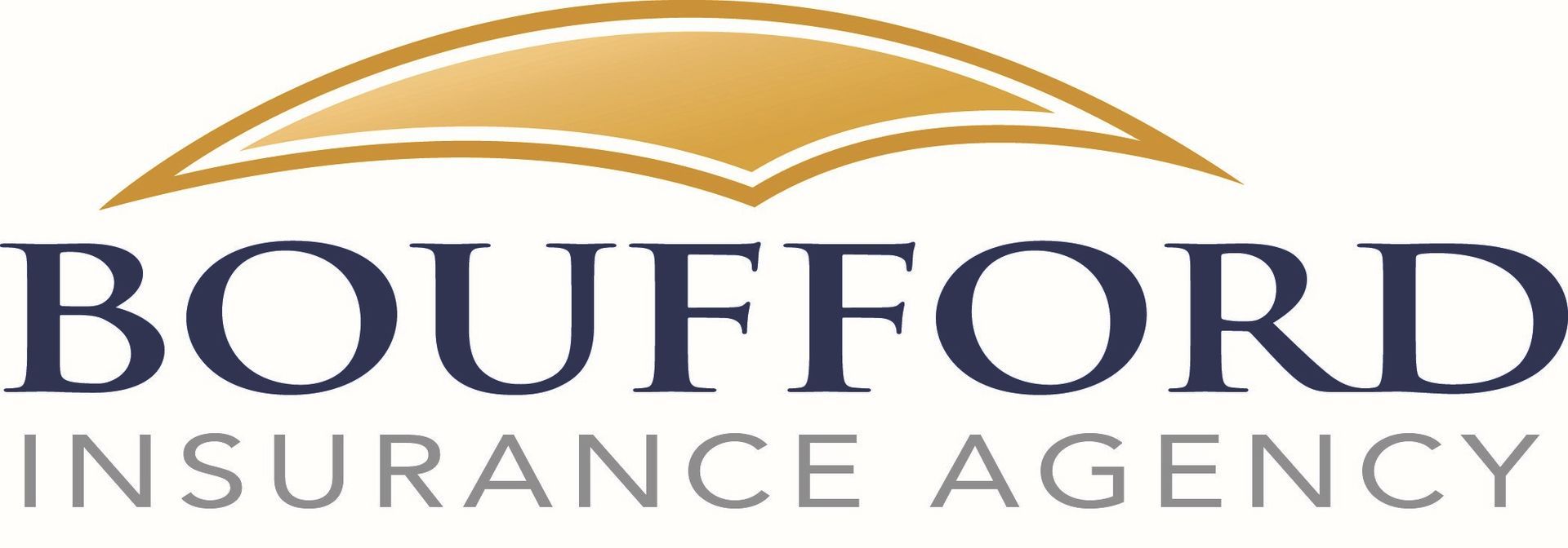 Boufford Insurance Agency logo with a golden umbrella shape above the dark blue text.