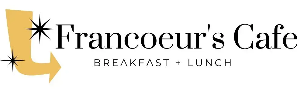 Logo for Francoeur's Cafe, featuring a yellow arrow and text 