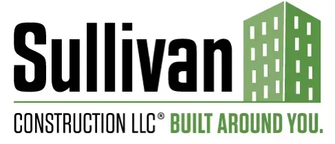 Sullivan Construction LLC logo with name, building graphic, and tagline 