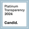 Candid badge: Platinum Transparency 2024, Candid logo in black text on a light blue and white background.