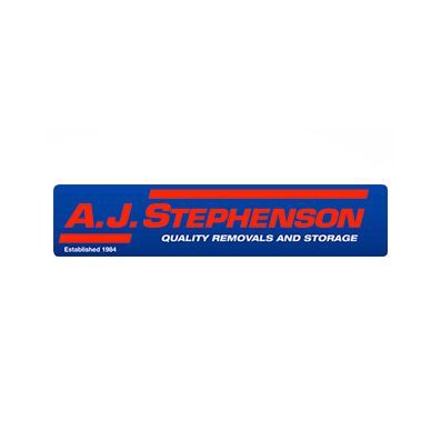 A blue and red logo for a company called a.j. stephenson quality removals and storage.