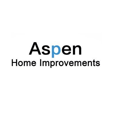 The logo for aspen home improvements is on a white background.