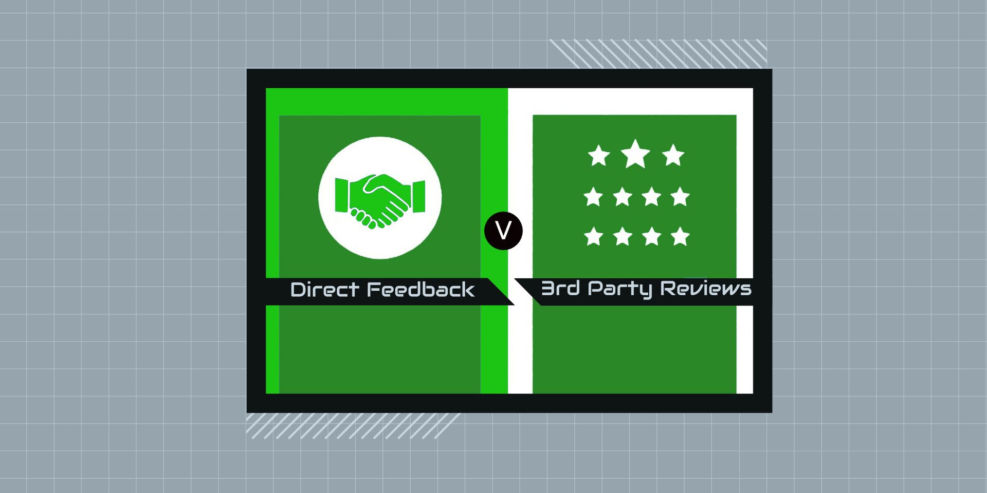 A picture of a handshake with the words direct feedback and 3rd party reviews