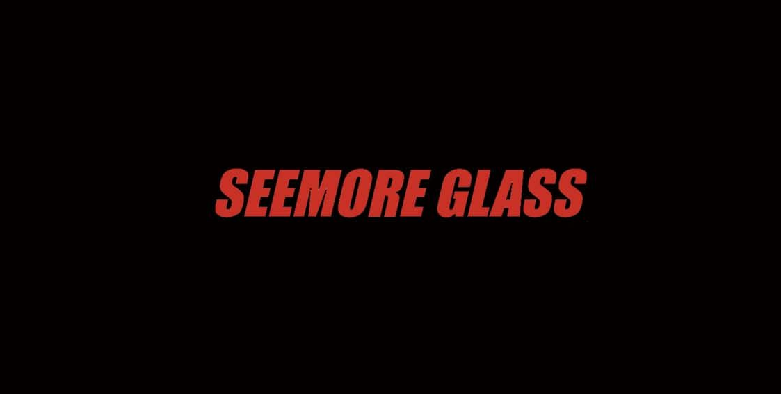 A black background with red text that says `` seemore glass ''
