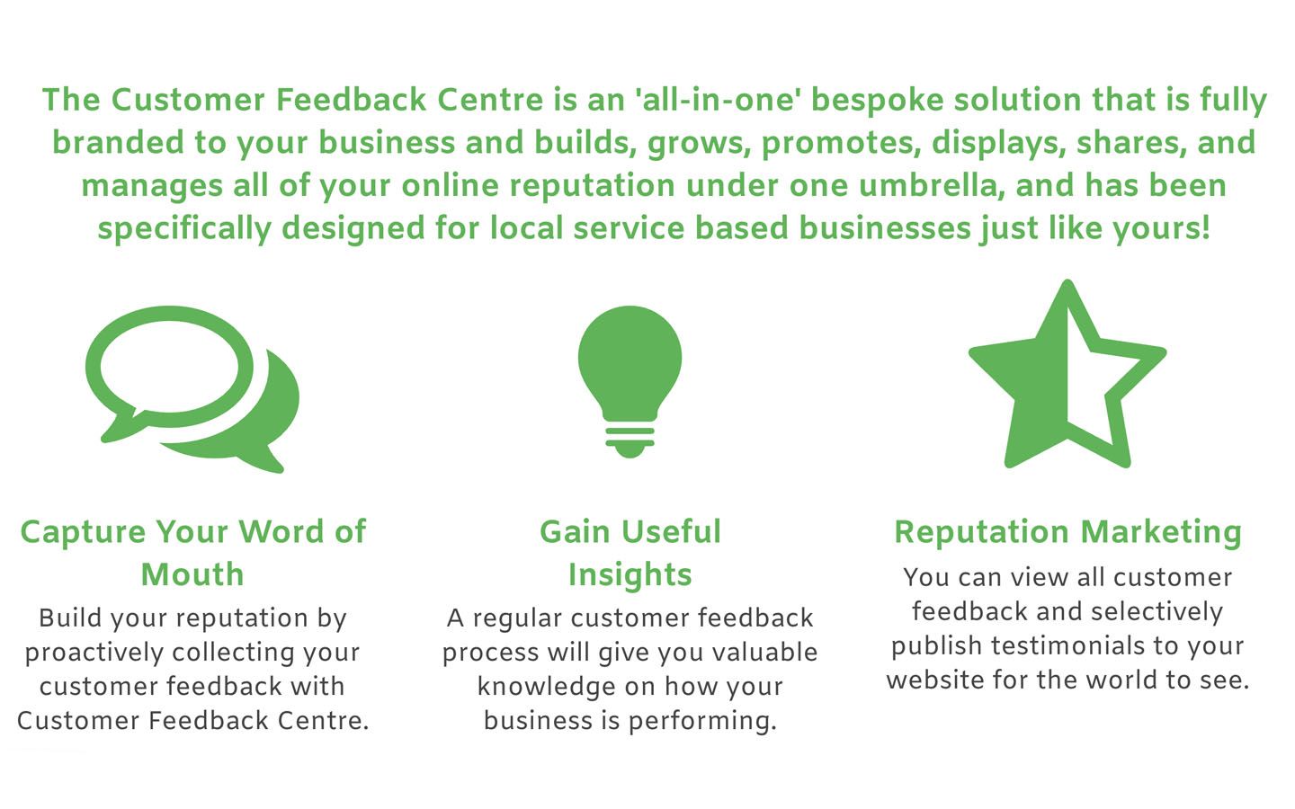 icons for the customer feedback centre