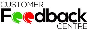 A logo for a customer feedback centre with a green and red speech bubble.