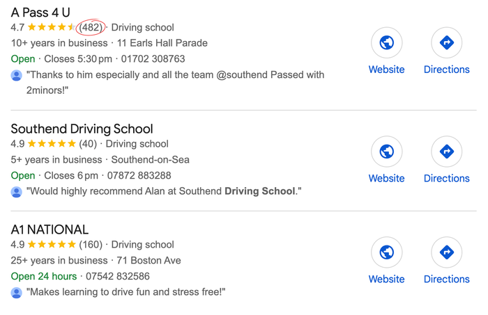 A pass 4 u Google reviews