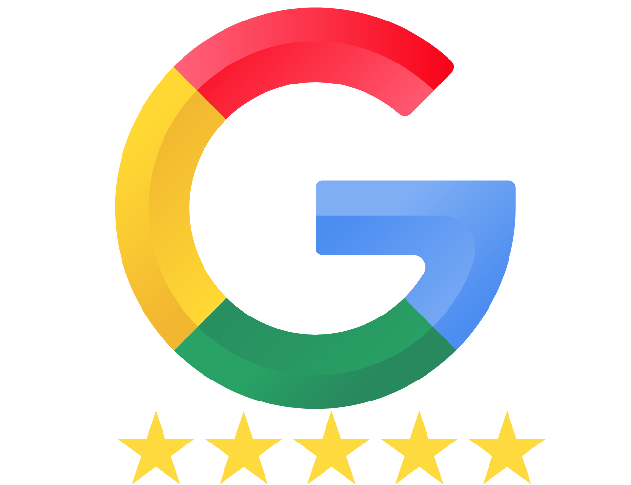 A google logo with five stars on it