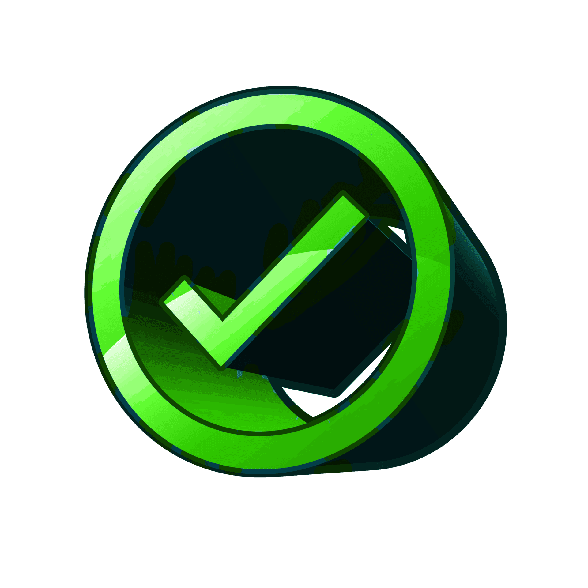 A green check mark in a circle on a white background