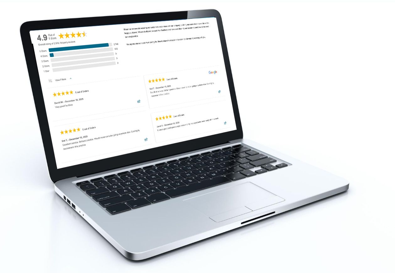 A laptop computer with a customer dashboard on the screen.