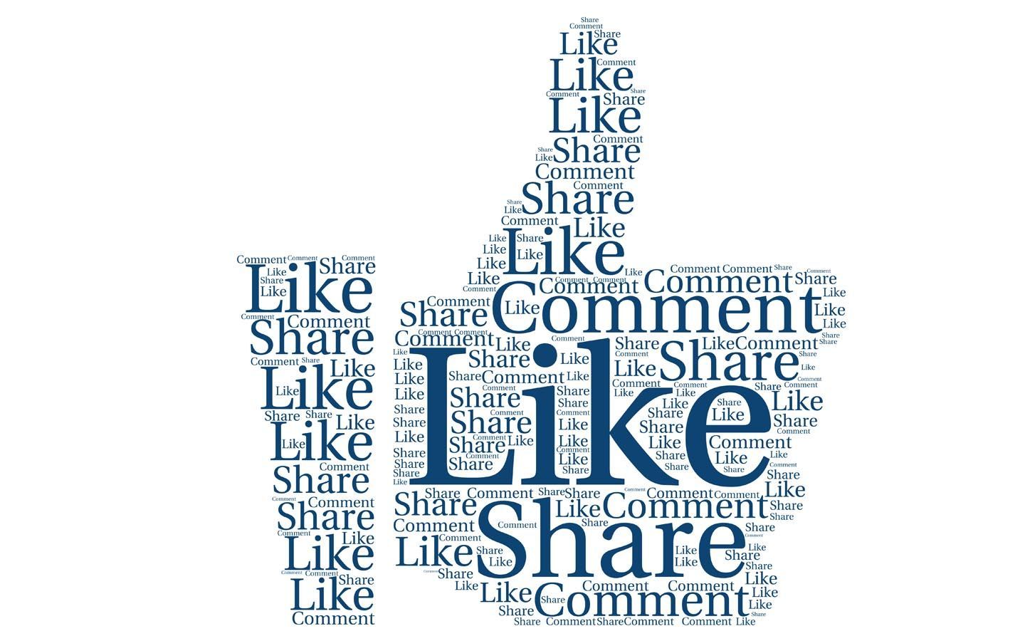 Thumbs up shape made of the words