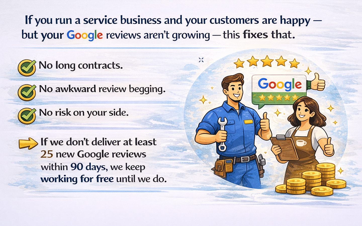 happy customers, not enough Google reviews. 