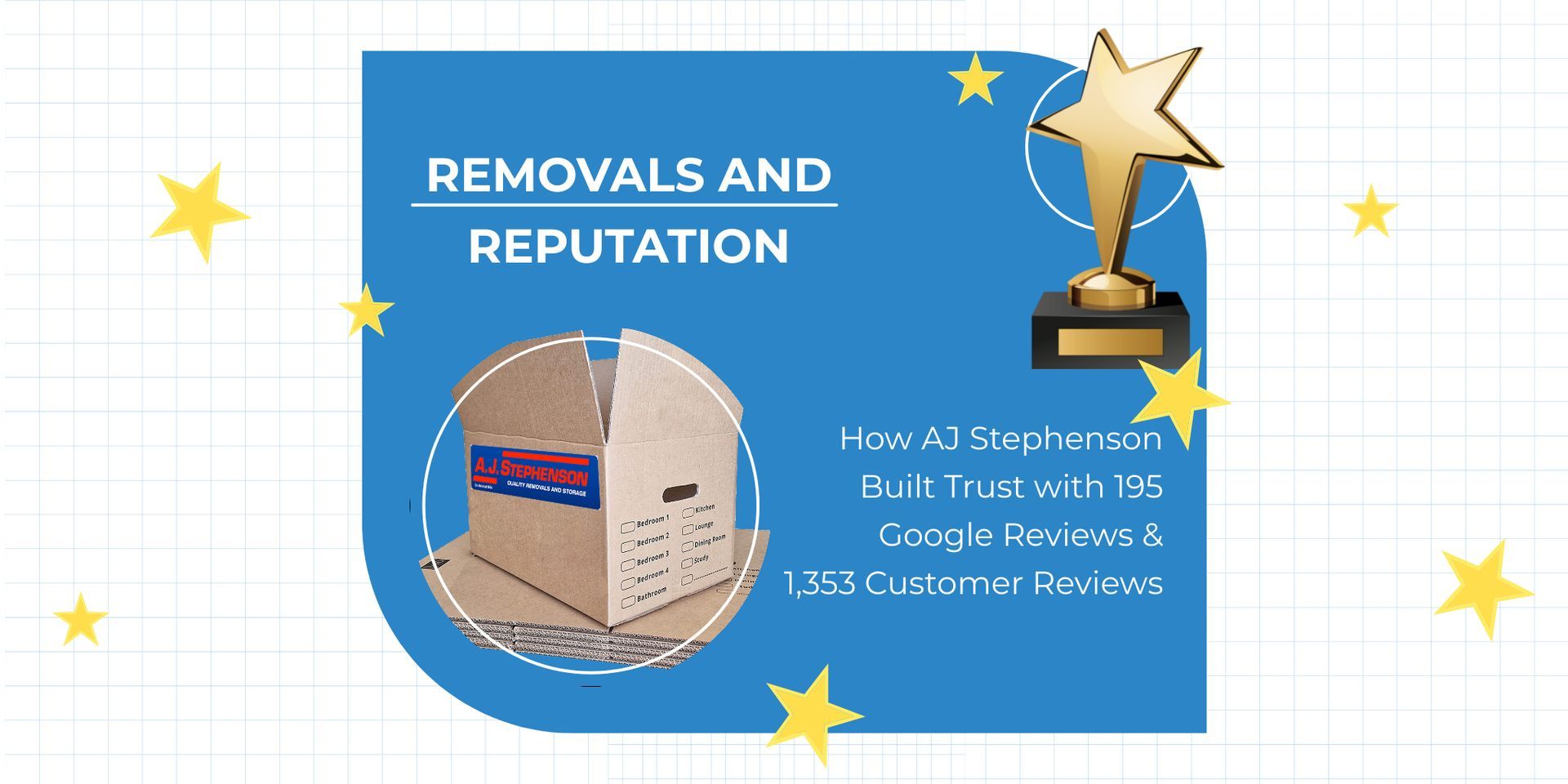 A blue graphic features a moving box, a gold trophy, and the text 