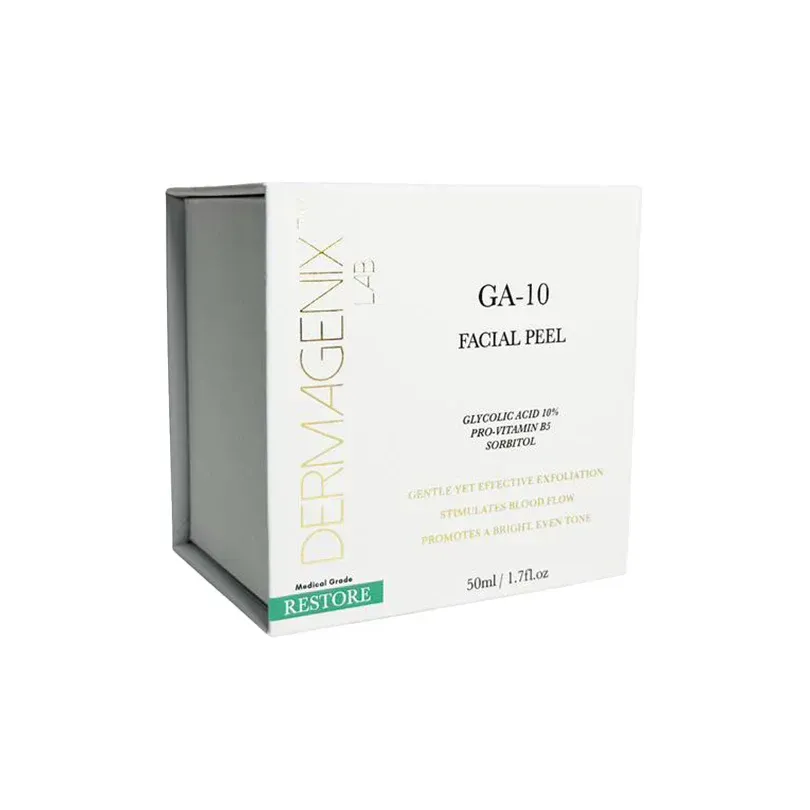 White Dermagenix GA-10 facial peel box with green accents on a plain background