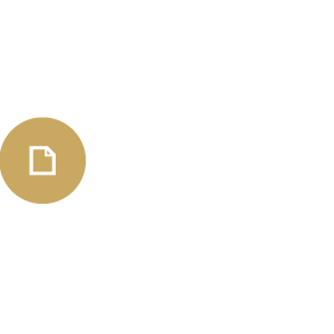 Gold circular button with a white document icon on a white background